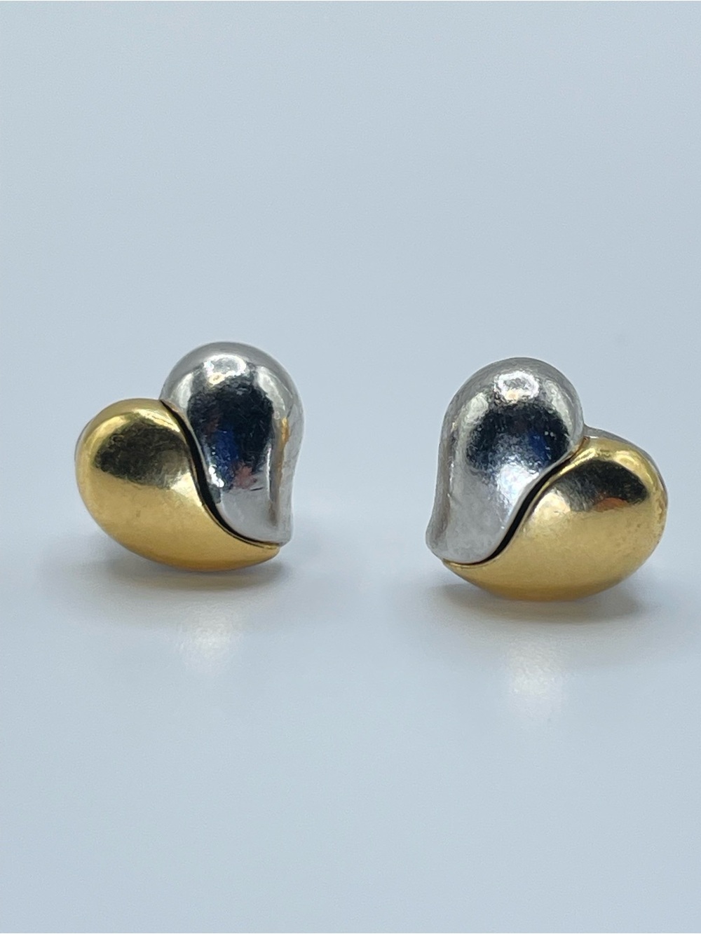 Avon Two Tone Gold Silver Heart Stud Earrings Vintage Love Knot Style
